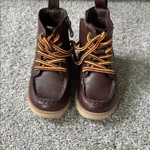 Cat & Jack Brown Kids Boots with Yellow Laces